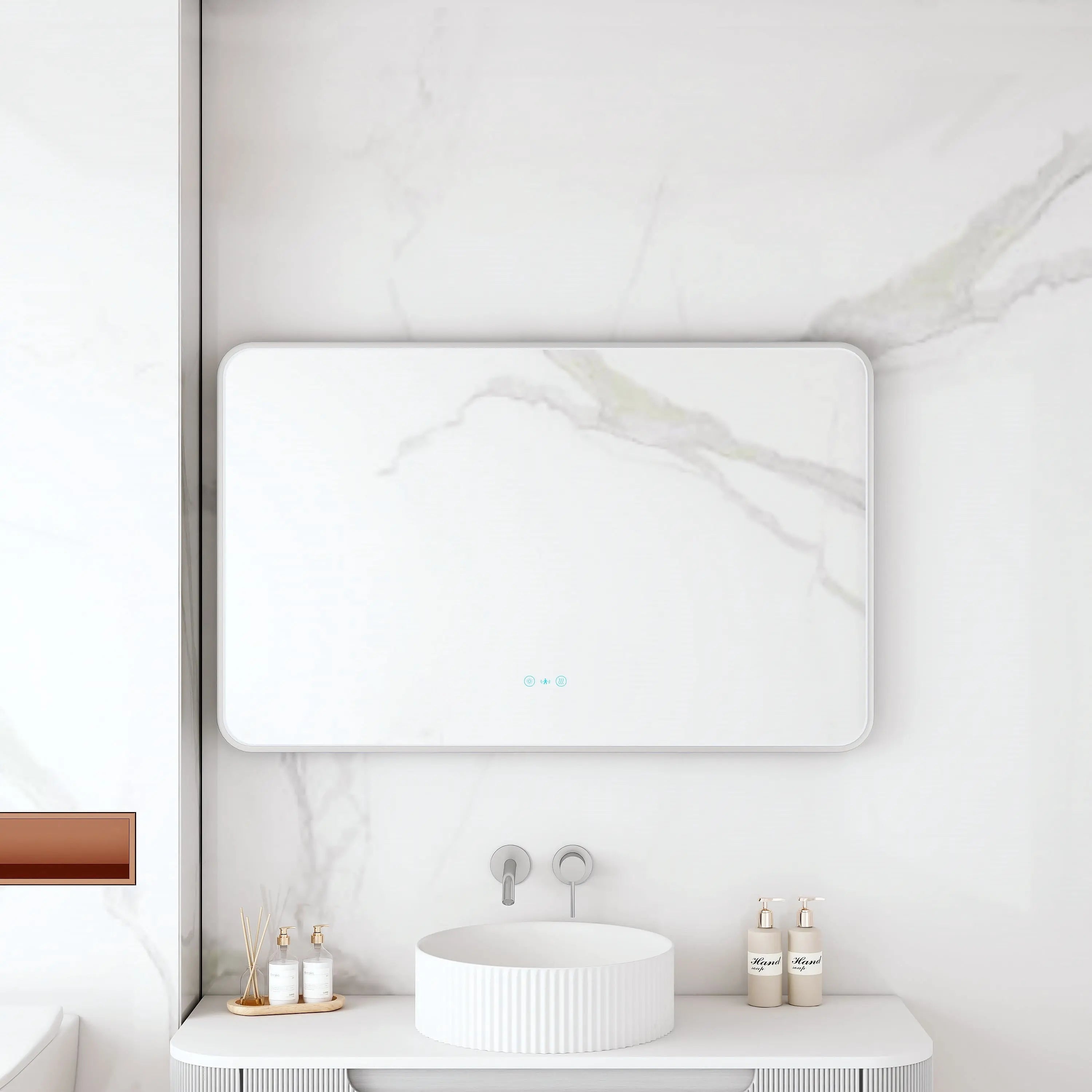 Maia 600×750 / 750×900 / 1200×750mm LED Rectangular Mirror – Brushed Nickel Frame mercioaustralia