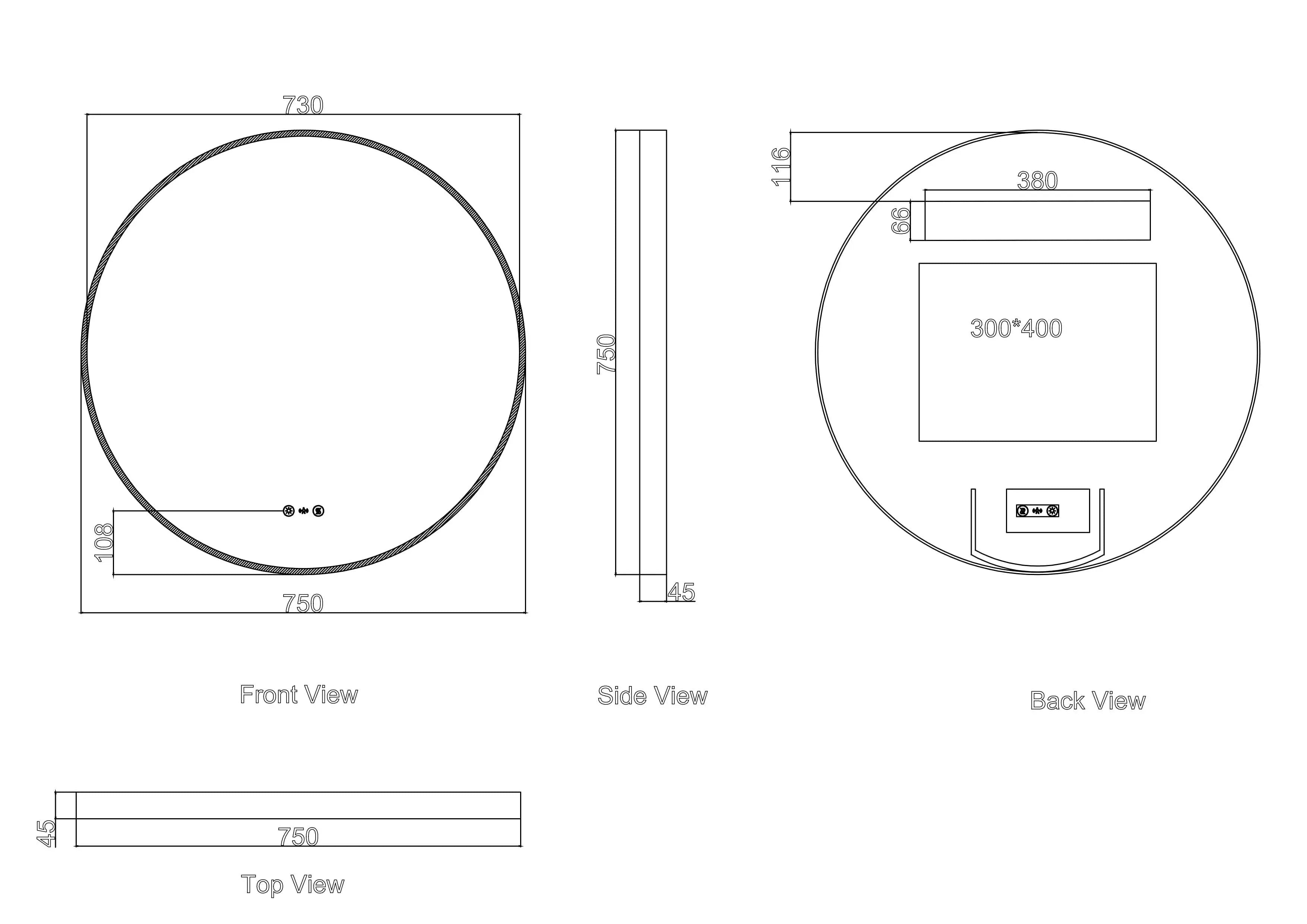 Maia 600/750/900mm LED Round Mirror – Gun Metal Frame mercioaustralia