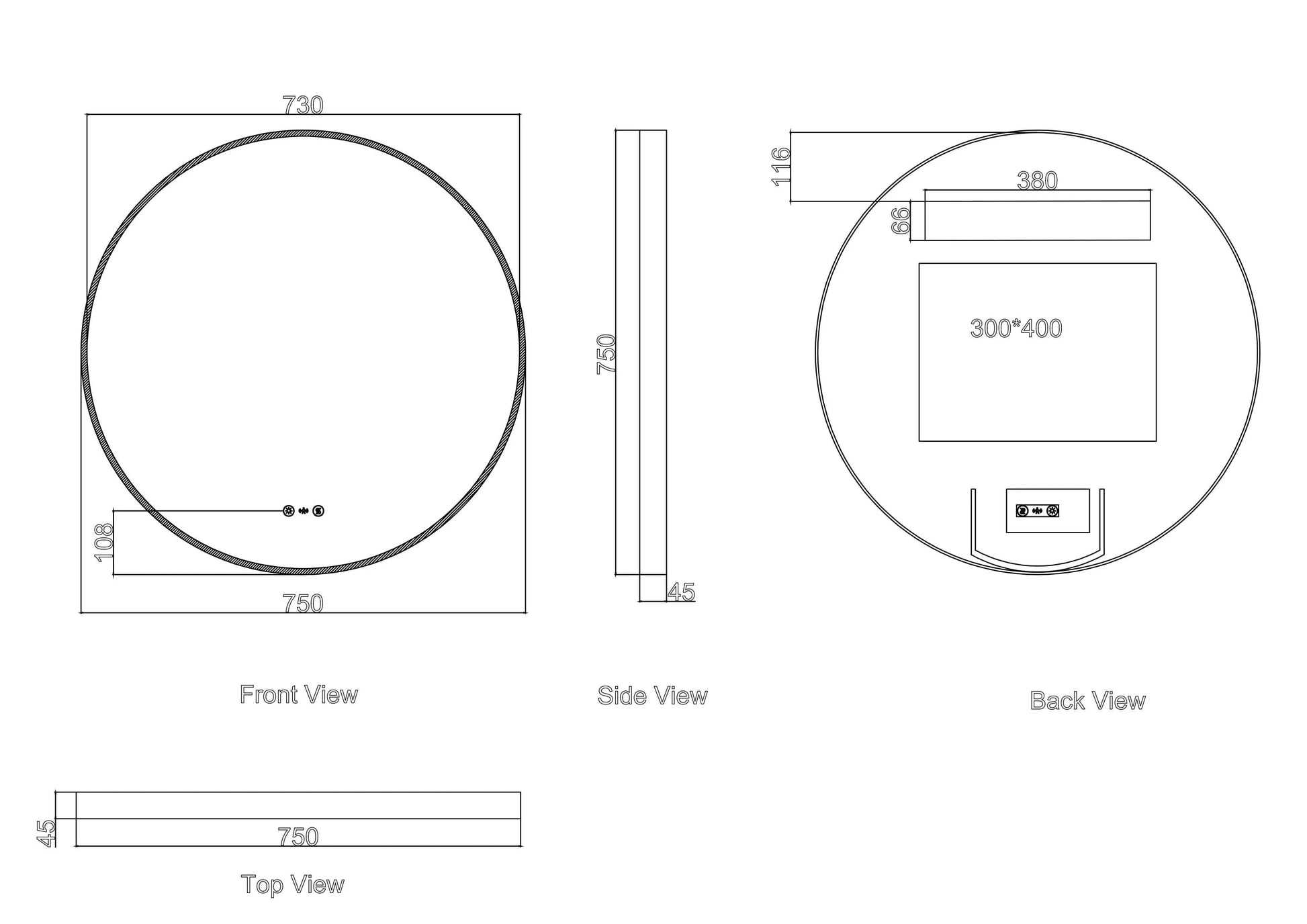Maia 600/750/900mm LED Round Mirror – Matt Black Frame mercioaustralia