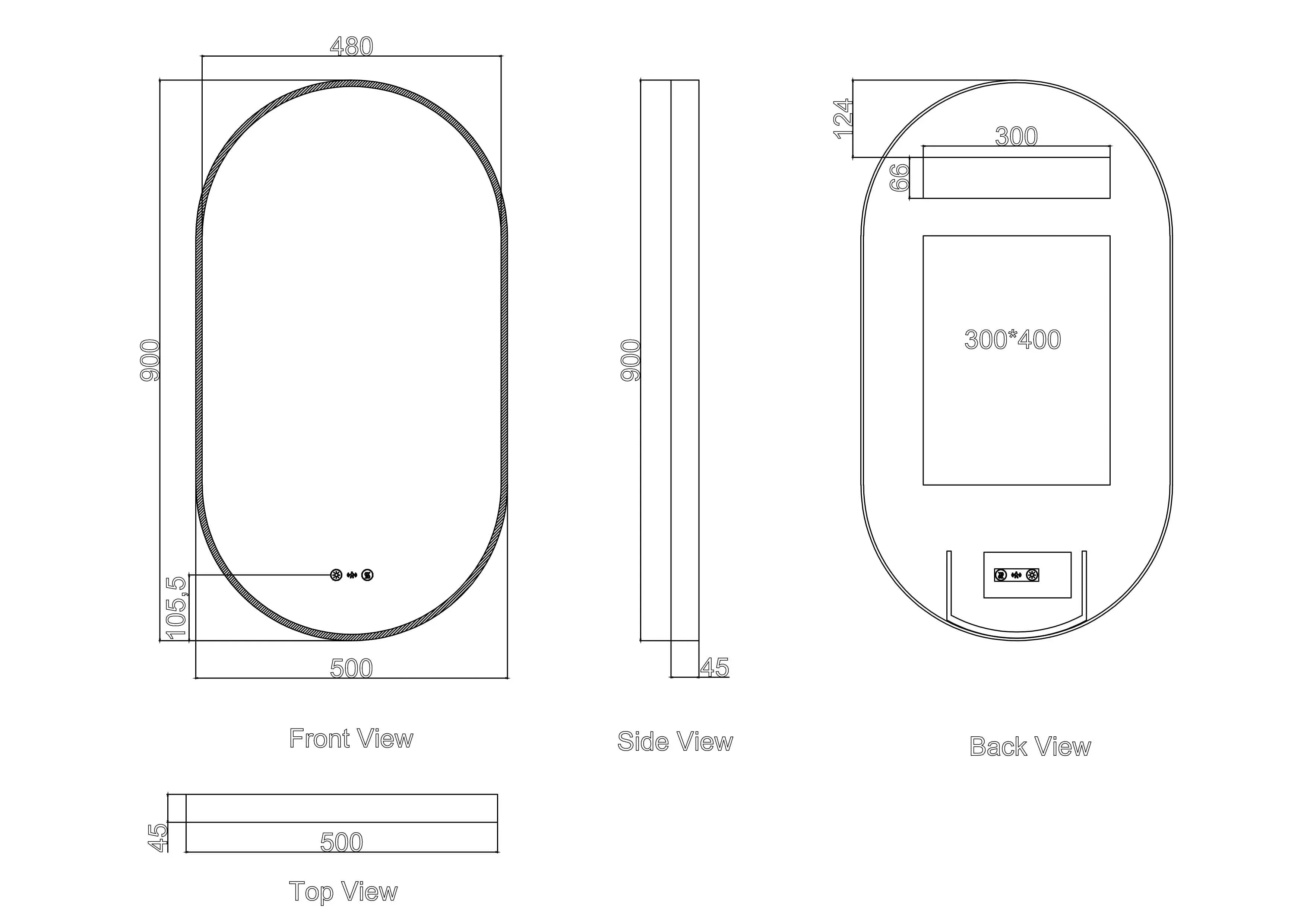 Maia 500×900mm LED Oval Mirror – Gun Metal Frame mercioaustralia