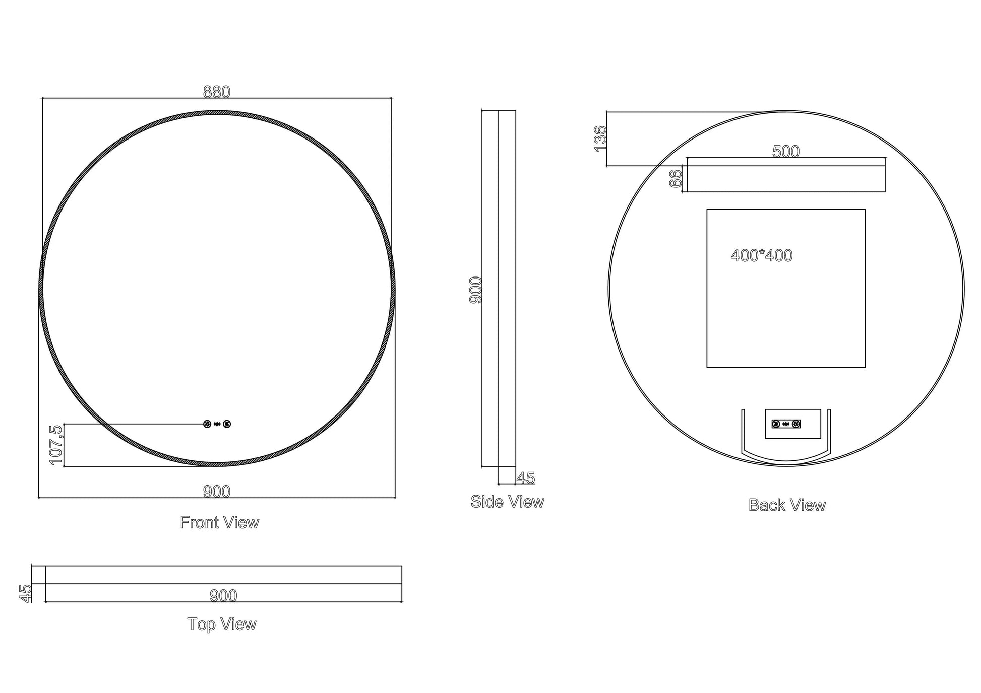 Maia 600/750/900mm LED Round Mirror – Brushed Gold Frame mercioaustralia