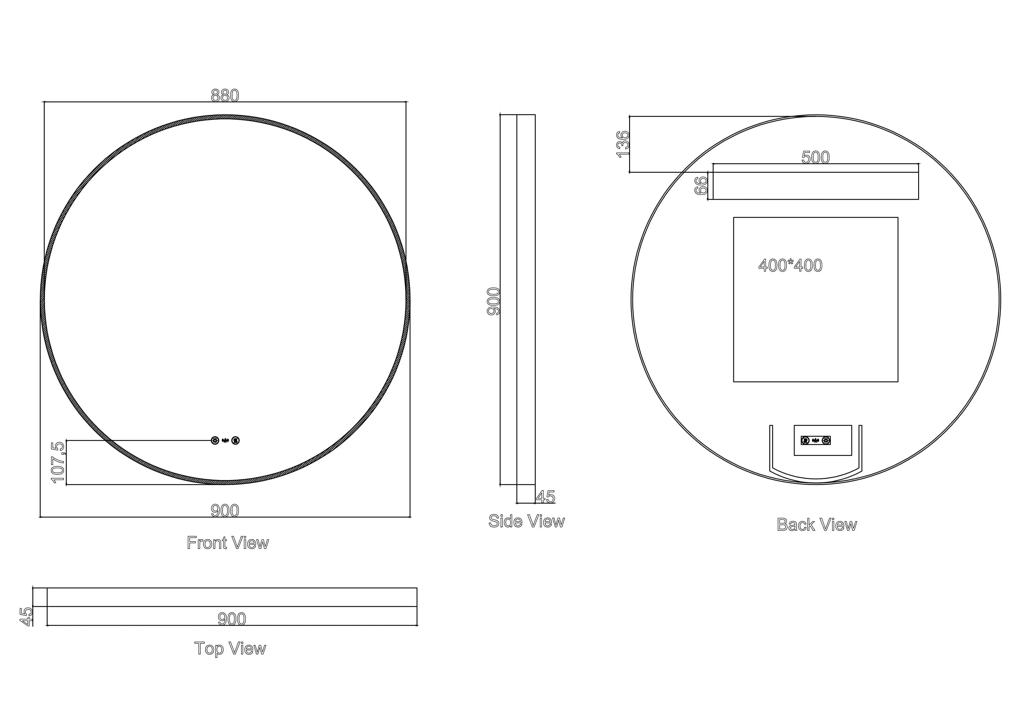 Maia 600/750/900mm LED Round Mirror – Matt Black Frame mercioaustralia