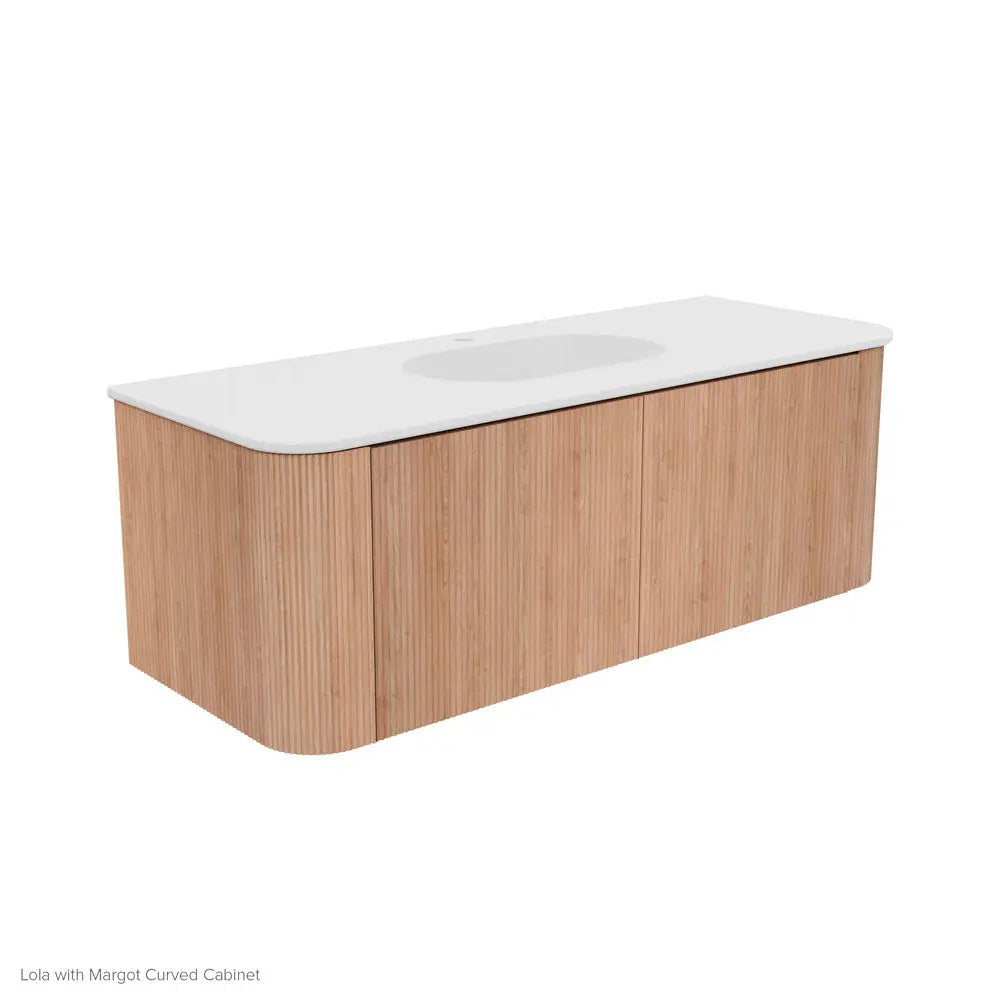 Lola Gloss Full Depth Curved Ceramic Basin Top Double Bowl 1500mm 1-Tap-Hole fienza