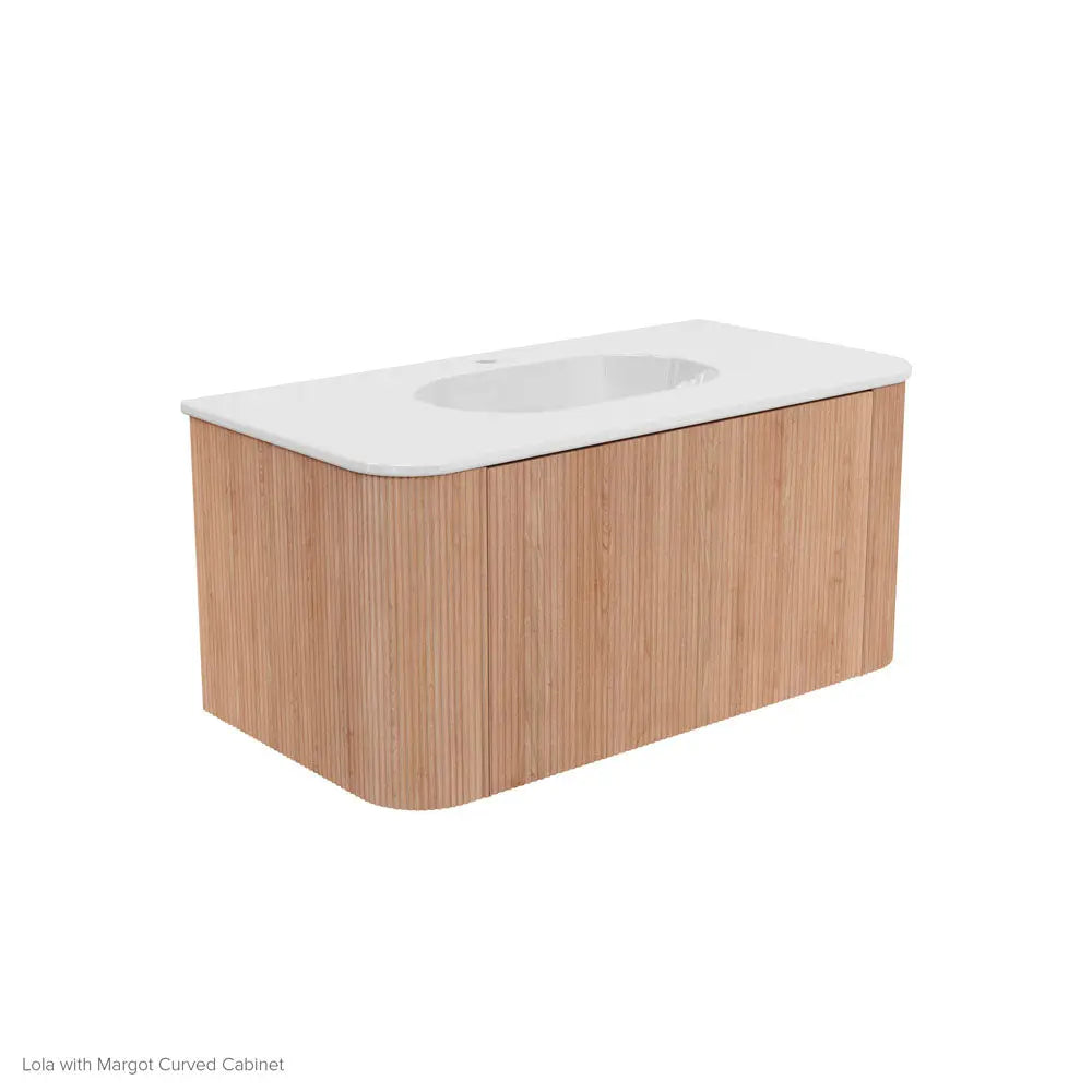 Lola Gloss Full Depth Curved Ceramic Basin Top 900mm 1-Tap-Hole fienza