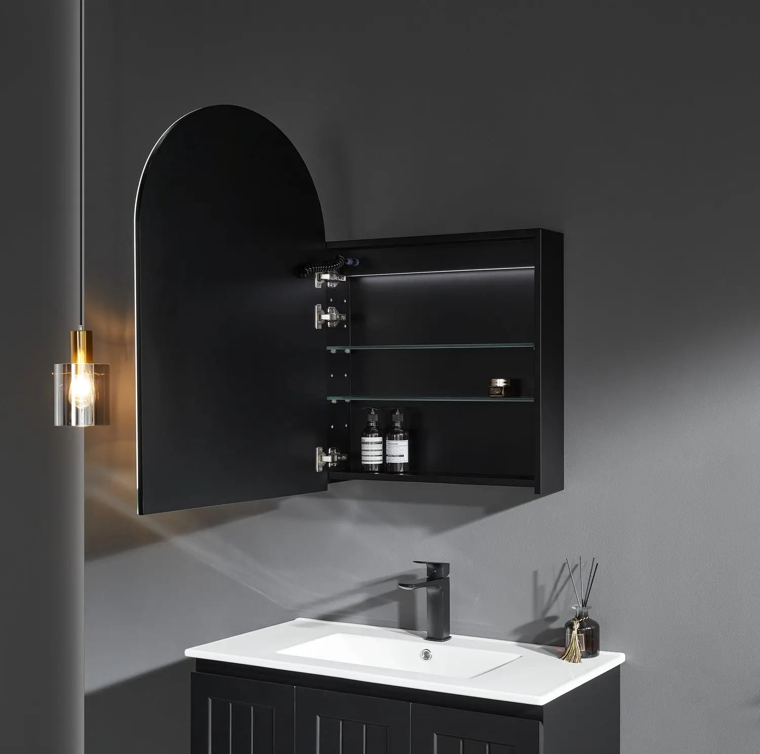Olivia LED Mirror Cabinet 450X900X155mm Poseidonbk