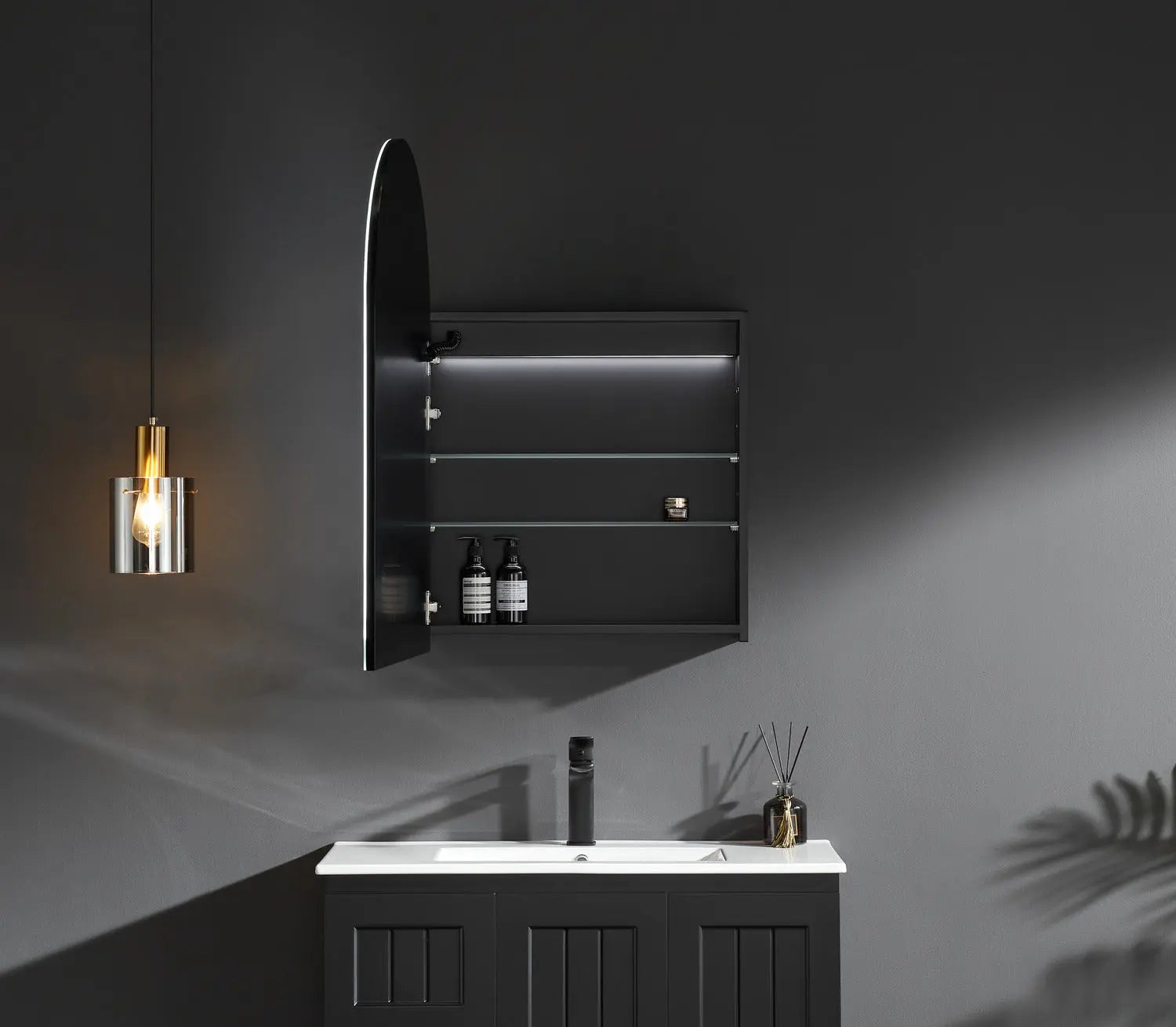 Olivia LED Mirror Cabinet 450X900X155mm Poseidonbk