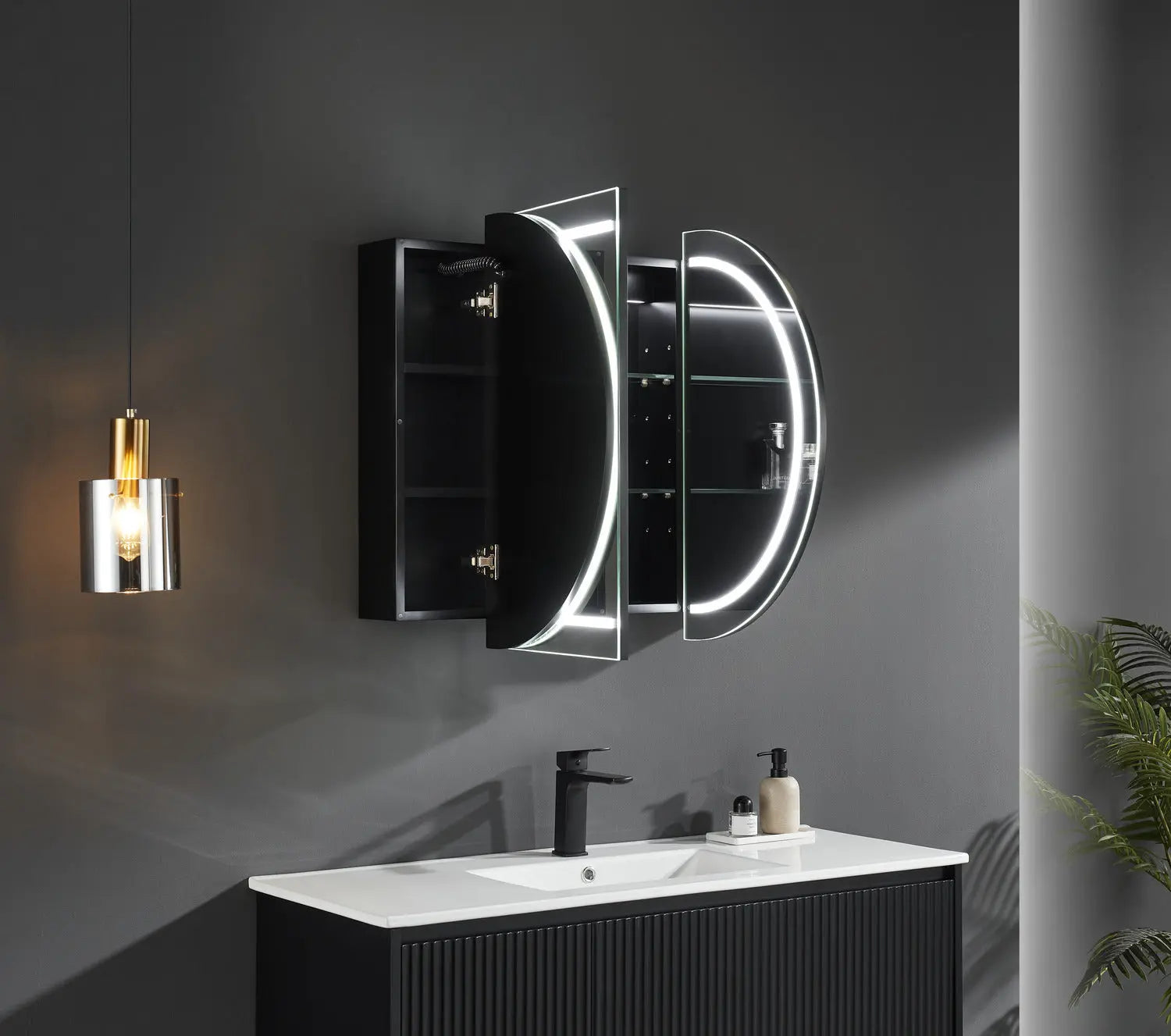 Olivia LED Mirror Cabinet 1200X750X155mm Poseidonbk