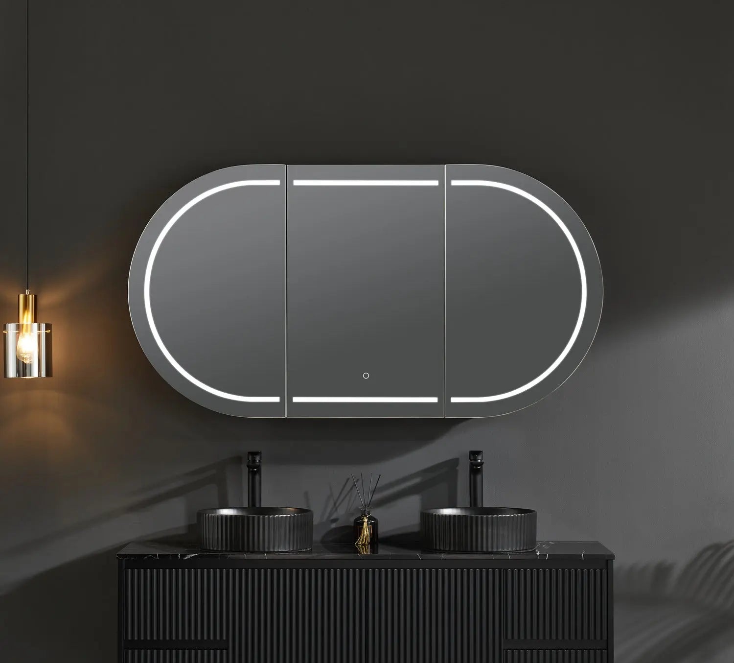 Olivia LED Mirror Cabinet 1500X800X155mm Poseidonbk