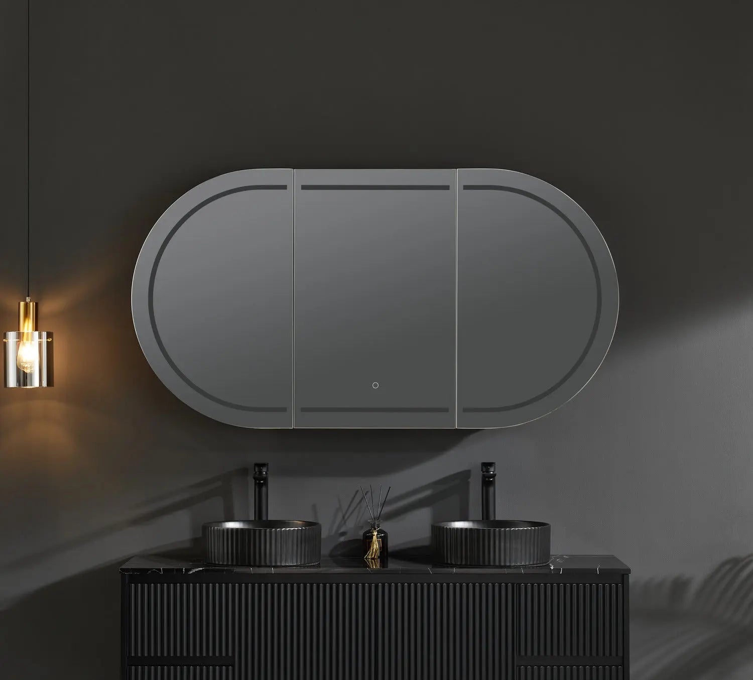 Olivia LED Mirror Cabinet 1500X800X155mm Poseidonbk