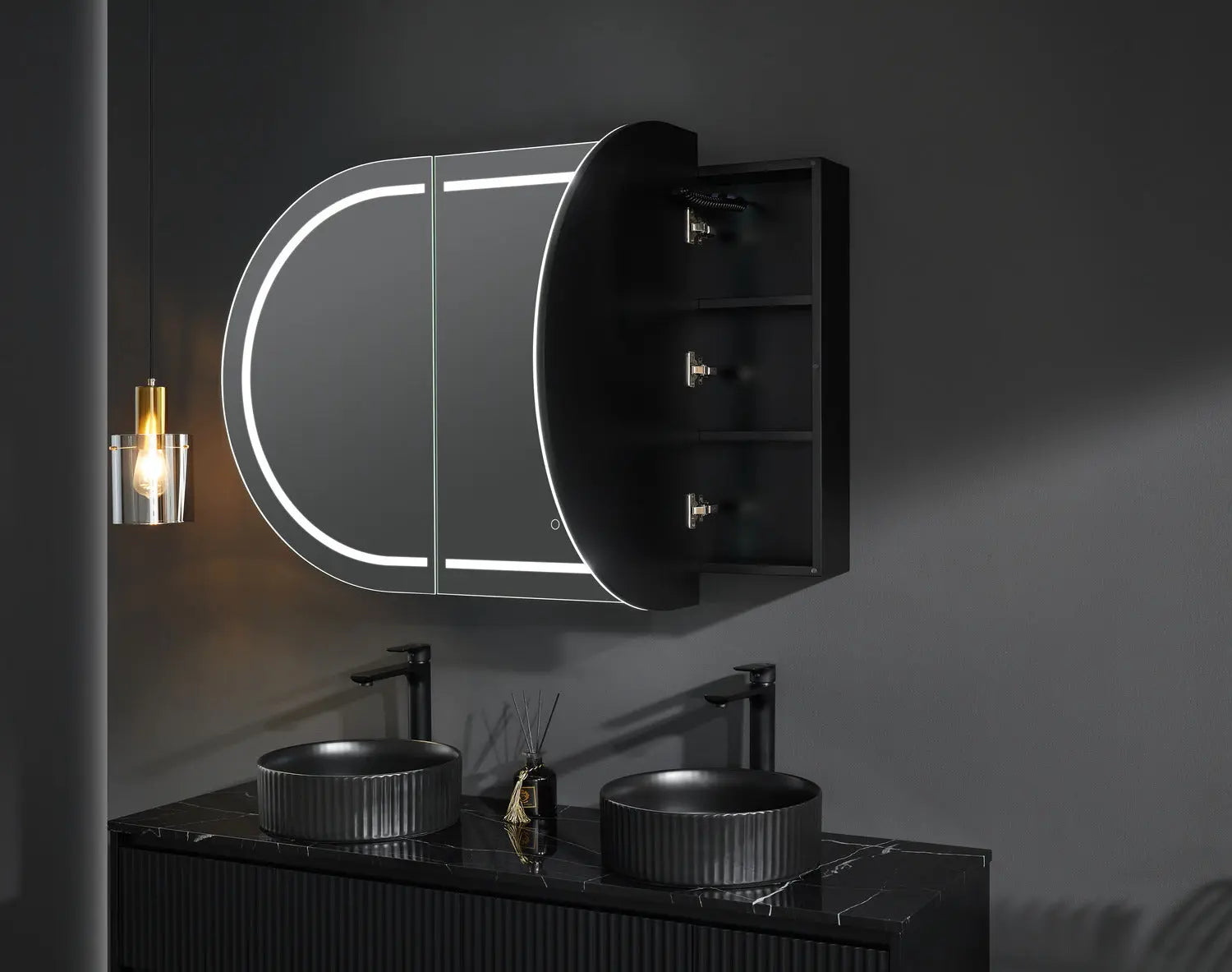Olivia LED Mirror Cabinet 1500X800X155mm Poseidonbk