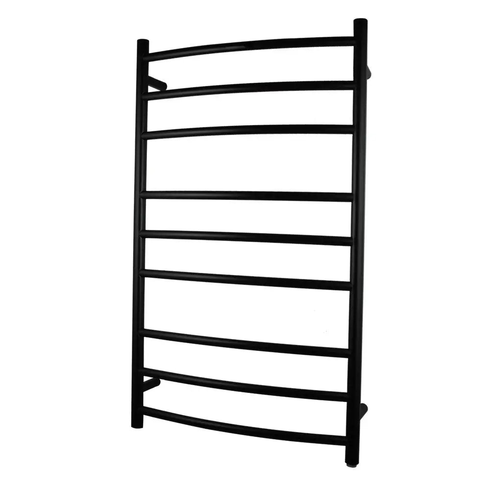 Black Heated Towel Rack 9 Bars Aquaperla