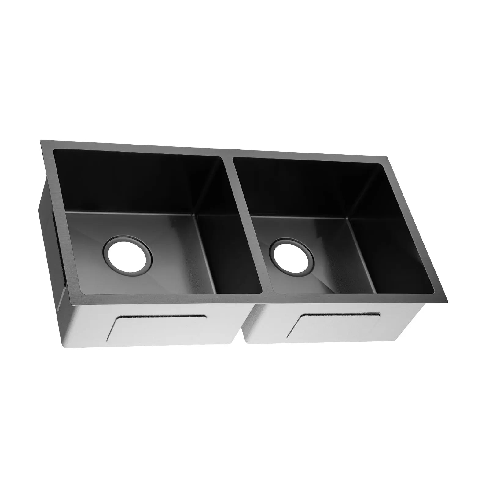Handmade Stainless Steel Gun Metal Grey Double Bowl Kitchen Sink 1.2mm (Top/Flush/Undermount) 860*440*200mm Aquaperla