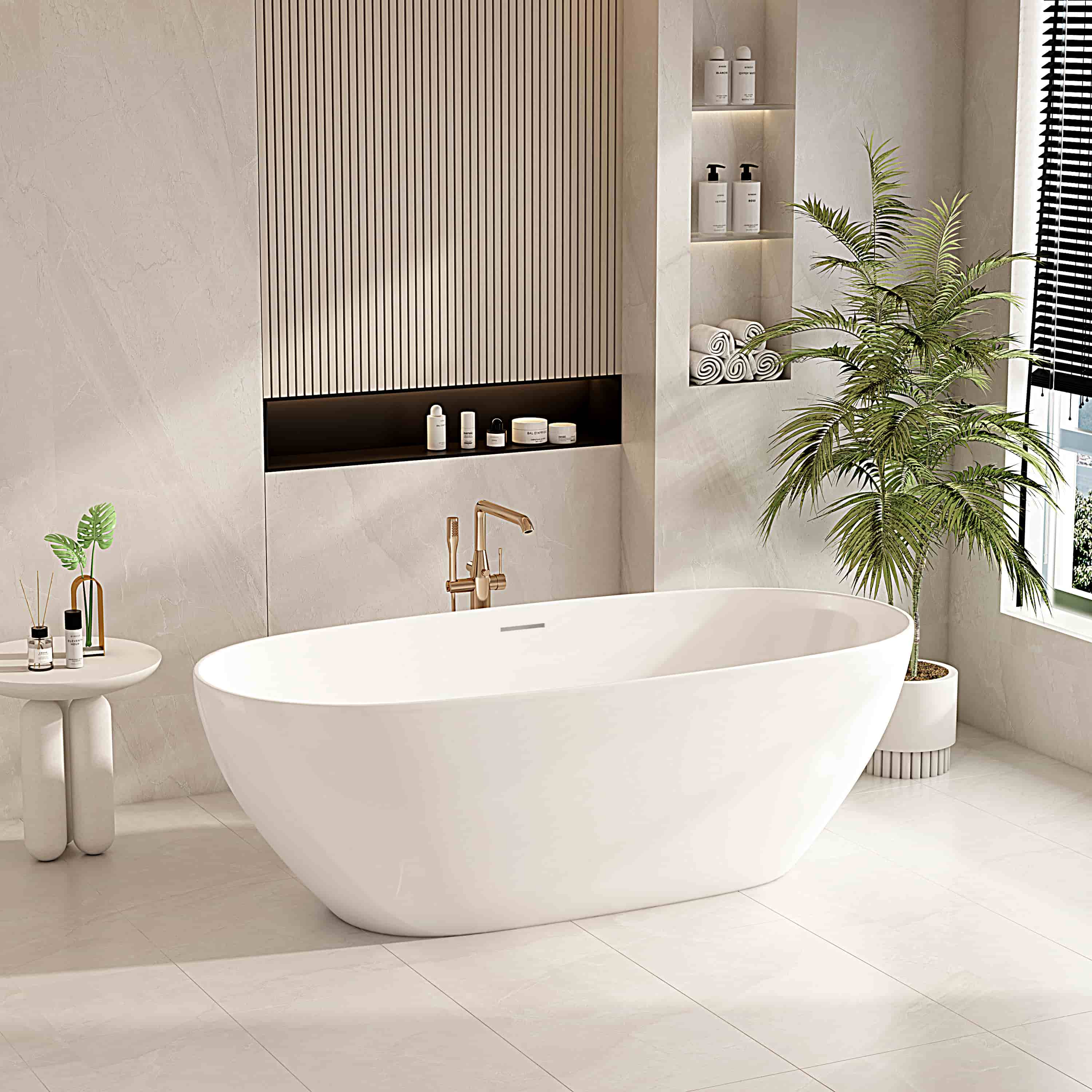 Pilato Freestanding Bathtub - Gloss White & Matt White mercioaustralia