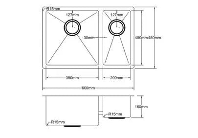 Stainless Steel Double Bowl Sink 660*450*220mm Poseidonbk
