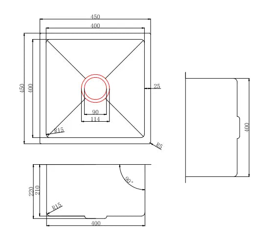 Stainless Steel Sink 450*450*220mm Poseidonbk