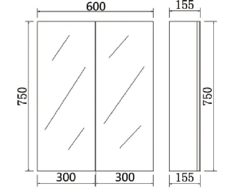 Pvc Shaving Cabinet 600*750*155mm Poseidonbk