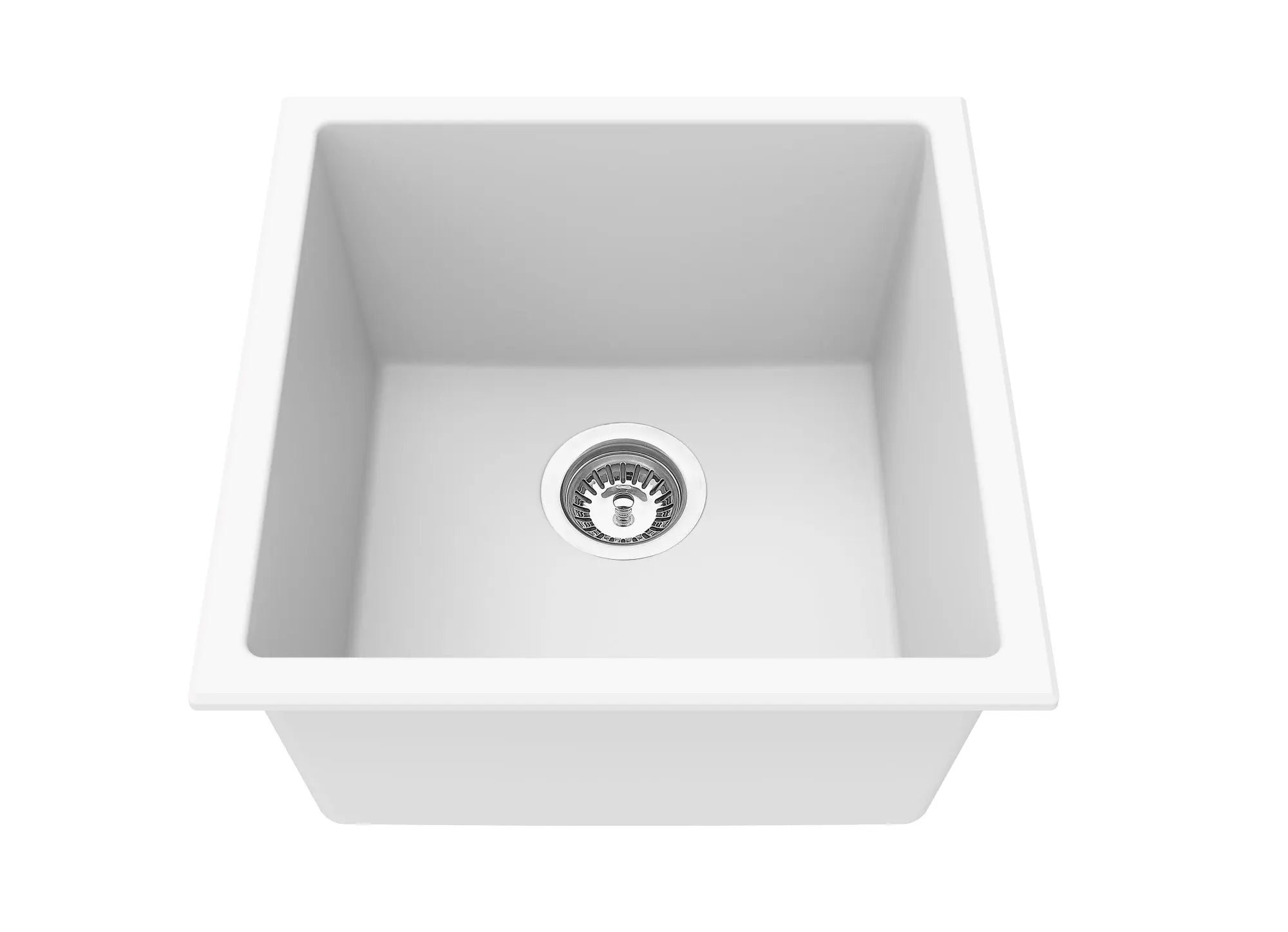 Matte White Single Bowl Quartz Sink 432*432*246mm Poseidonbk