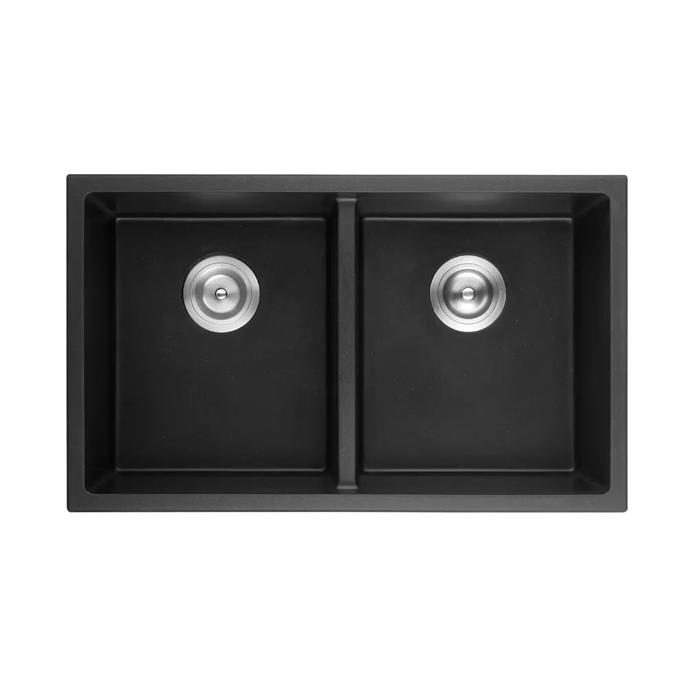 Matte Black Double Bowl Quartz Sink 762*457*228mm Poseidonbk