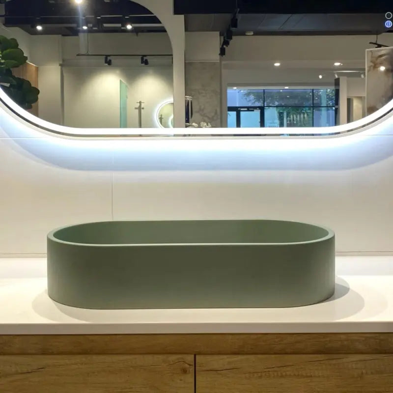 Jada Pill Concrete Above Counter Basin, Sage fienza