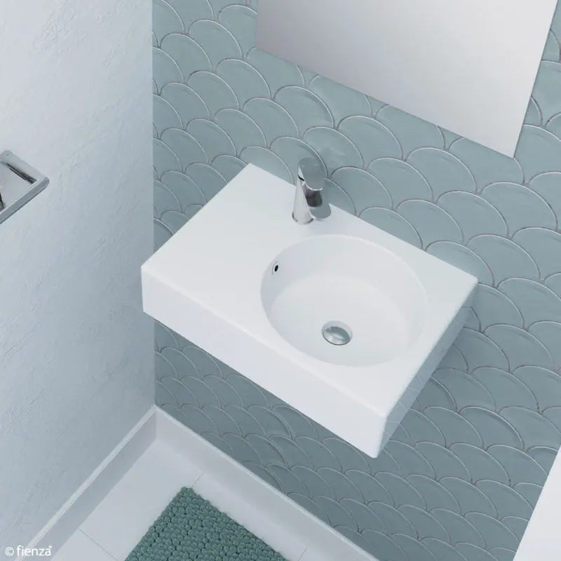 Reba Right Bowl Wall Basin, 1 Tap Hole fienza