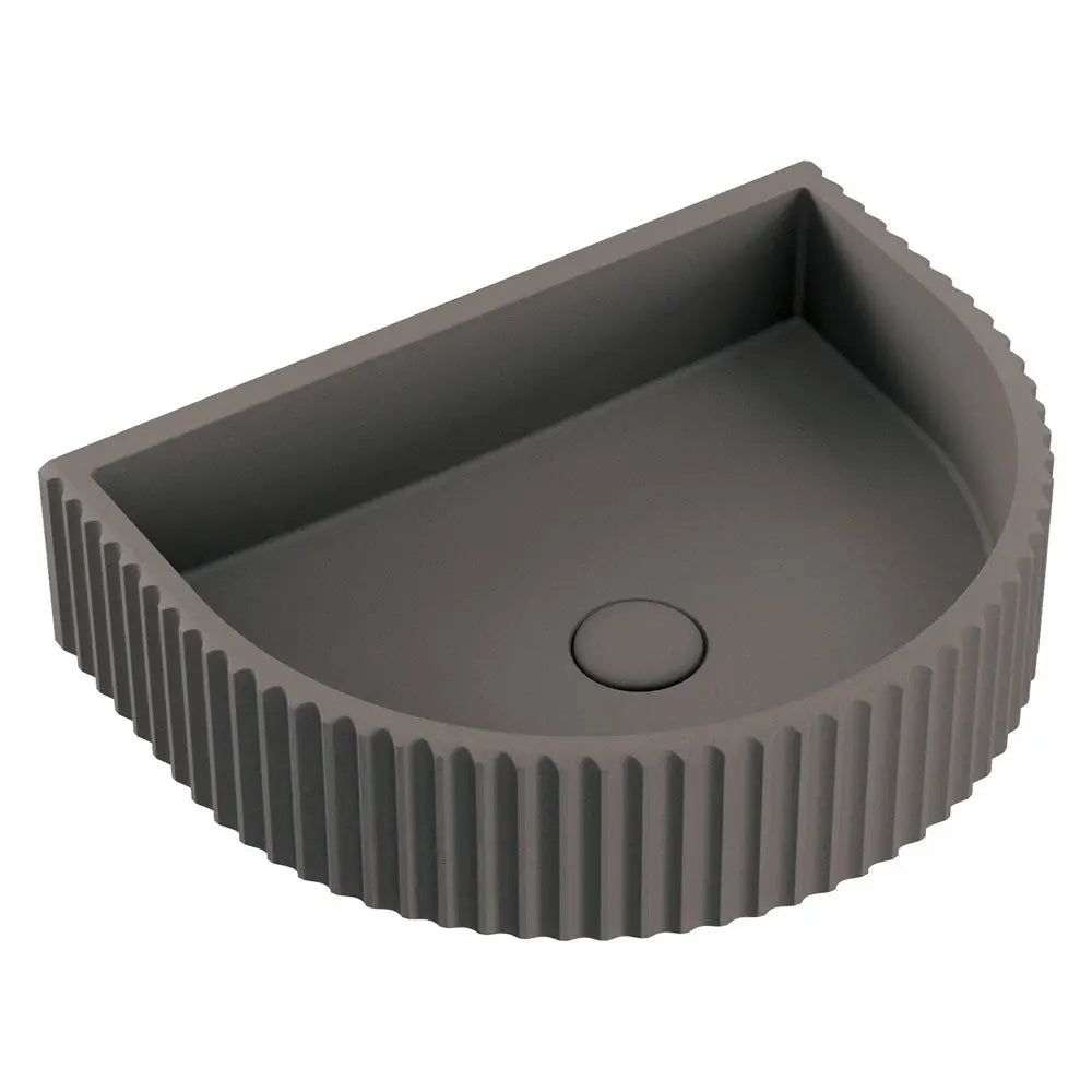 Valentina Fluted Arch Concrete Wall Basin, Warm Grey fienza