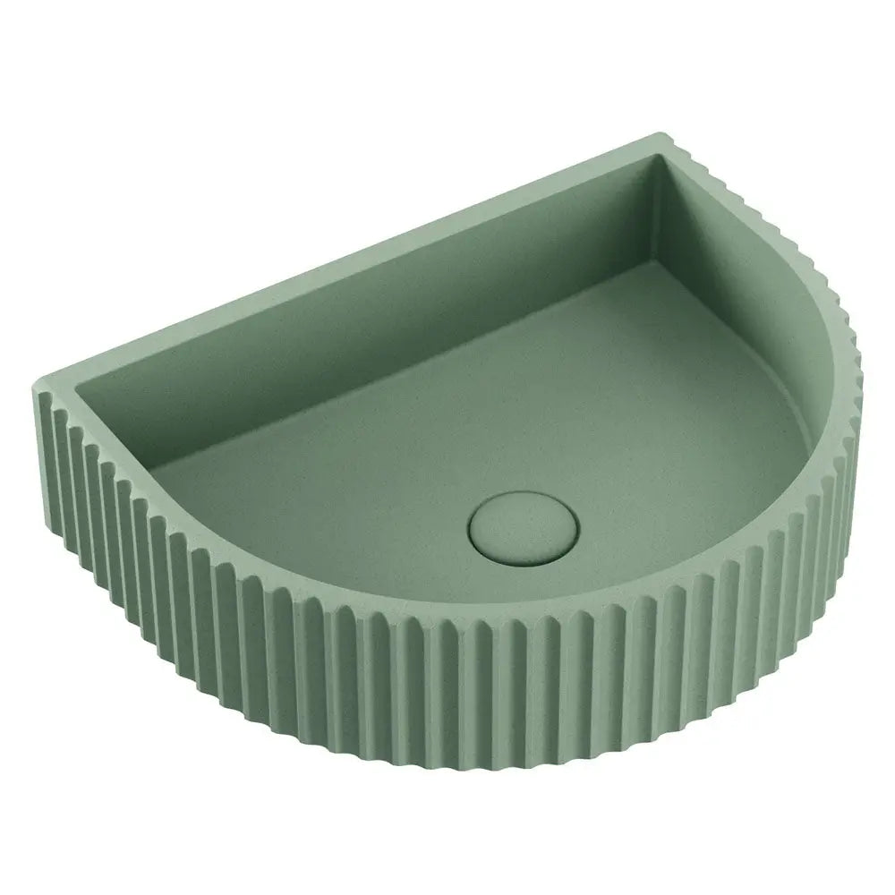 Valentina Fluted Arch Concrete Wall Basin, Sage fienza
