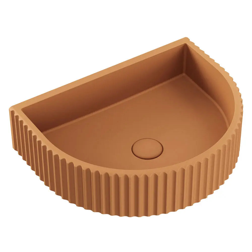 Valentina Fluted Arch Concrete Wall Basin, Tuscan fienza
