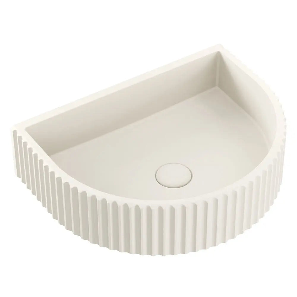 Valentina Fluted Arch Concrete Wall Basin, Warm White fienza