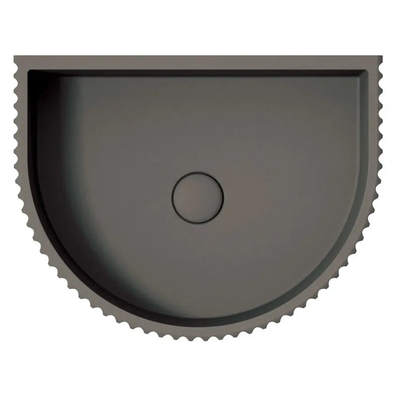 Valentina Fluted Arch Concrete Wall Basin, Warm Grey fienza