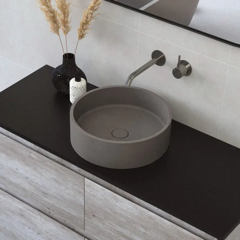 Jada Round Concrete Above Counter Basin, Warm Grey fienza