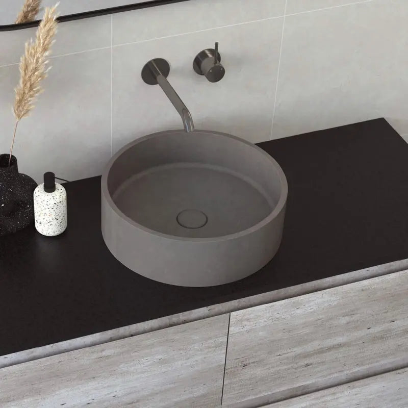 Jada Round Concrete Above Counter Basin, Warm Grey fienza