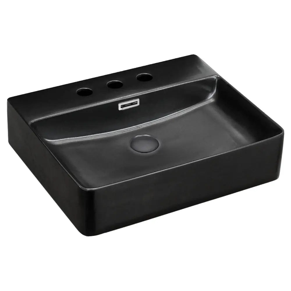 Petra Matte Black Above Counter Basin, 3 Tap Holes fienza