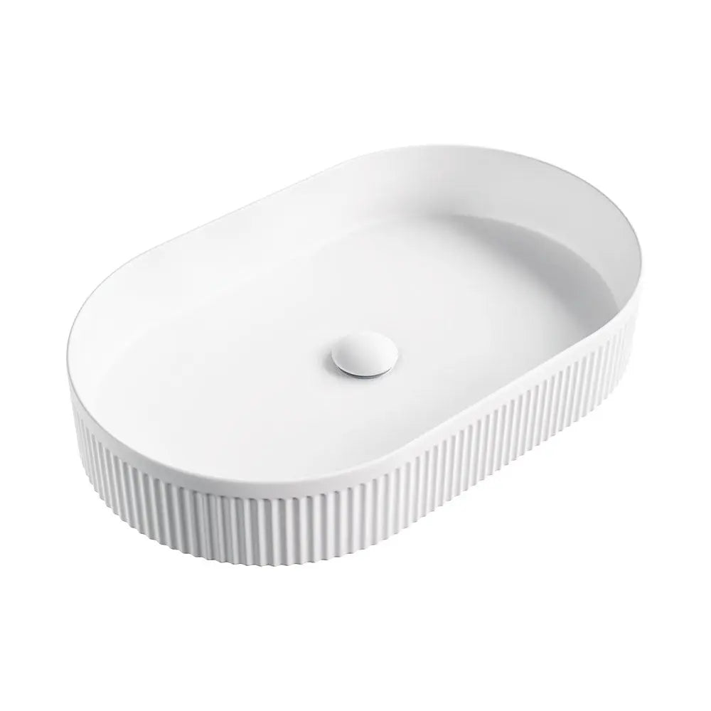 Eleanor Oval Above Counter Fluted Basin, Matte White fienza