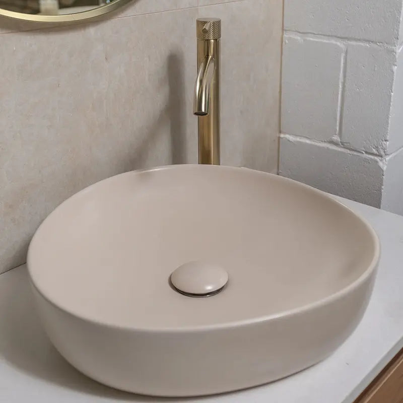 Pebble Small Above Counter Basin, Matte Khaki fienza
