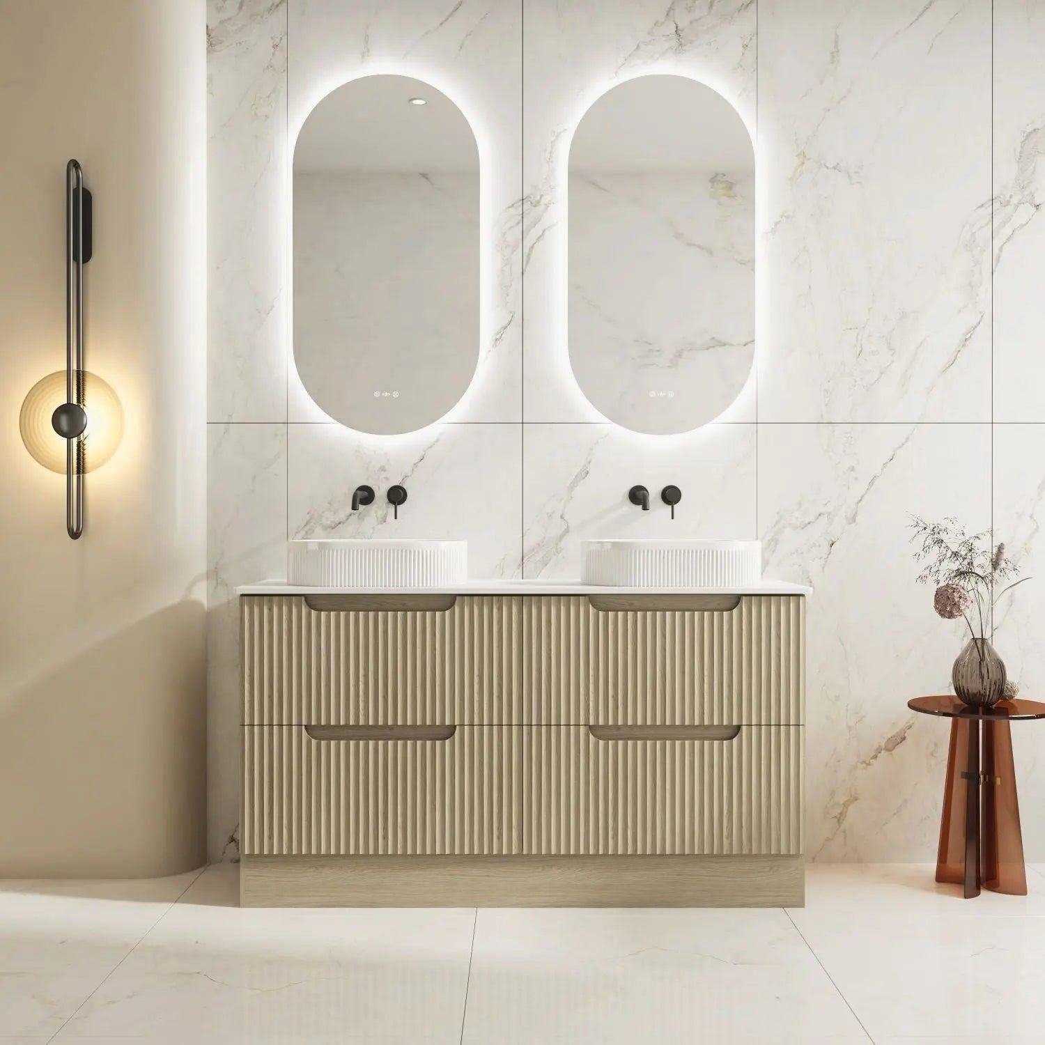Fluted Rhea 1500mm Freestanding Cabinet - Natural Oak mercioaustralia