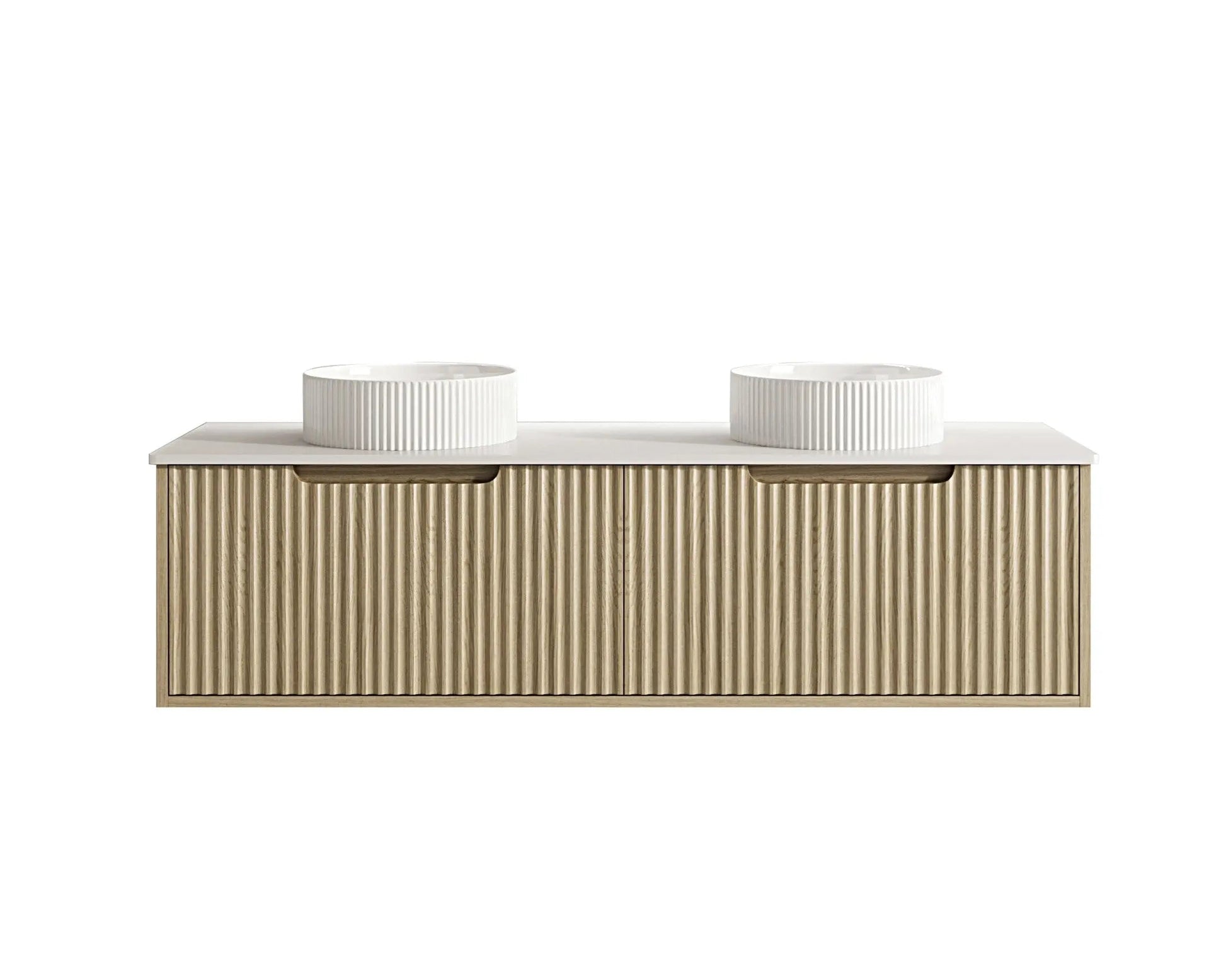 Fluted Rhea 1500mm Wall-Hung Cabinet - Natural Oak mercioaustralia