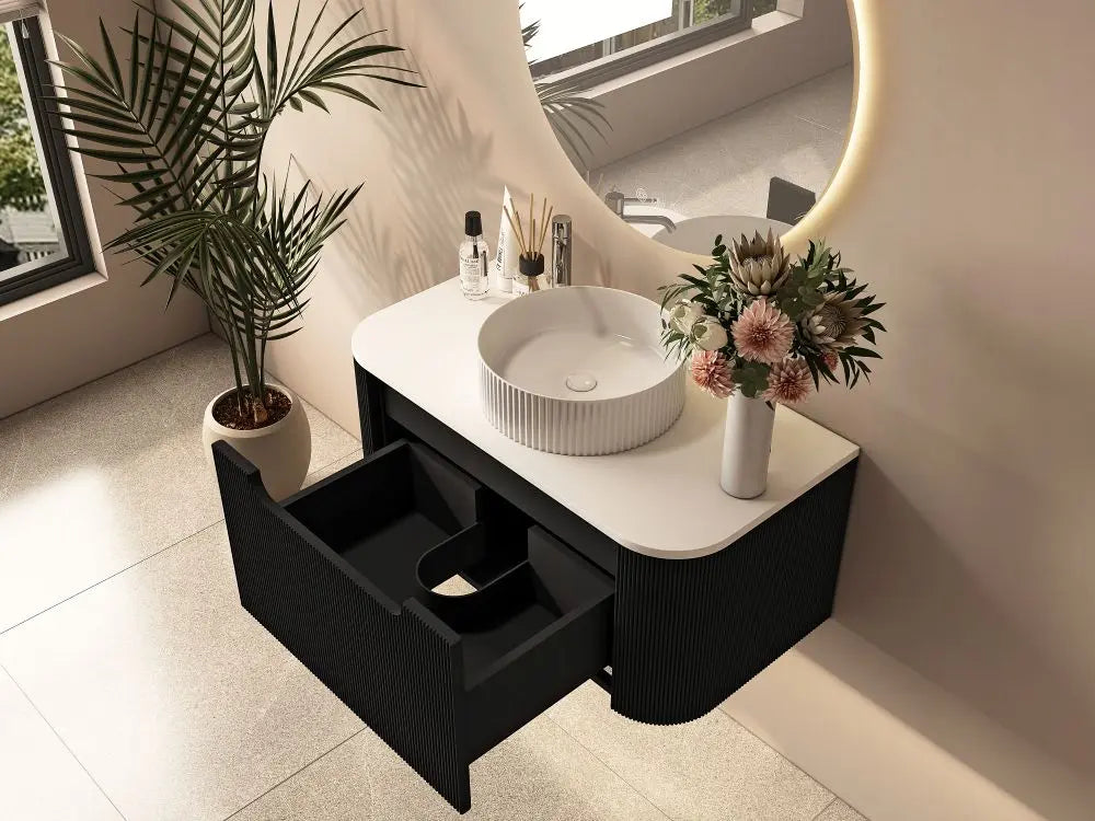 Rome 750mm Wall-Hung Cabinet - Matt Black mercioaustralia