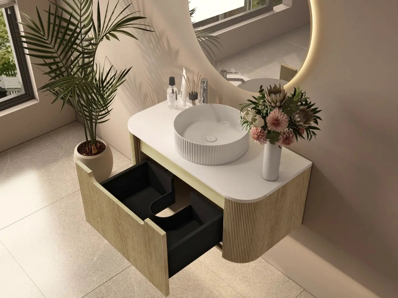 Rome 900mm Wall-Hung Cabinet - Bur Oak mercioaustralia