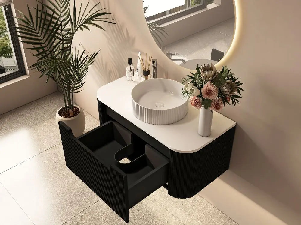 Rome 900mm Wall-Hung Cabinet - Matt Black mercioaustralia