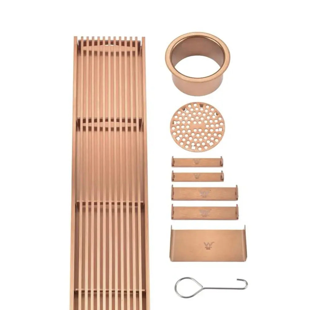 Wide Rose Gold Linear Floor Grate 800~900 (L) X 100 (W) MM Somer