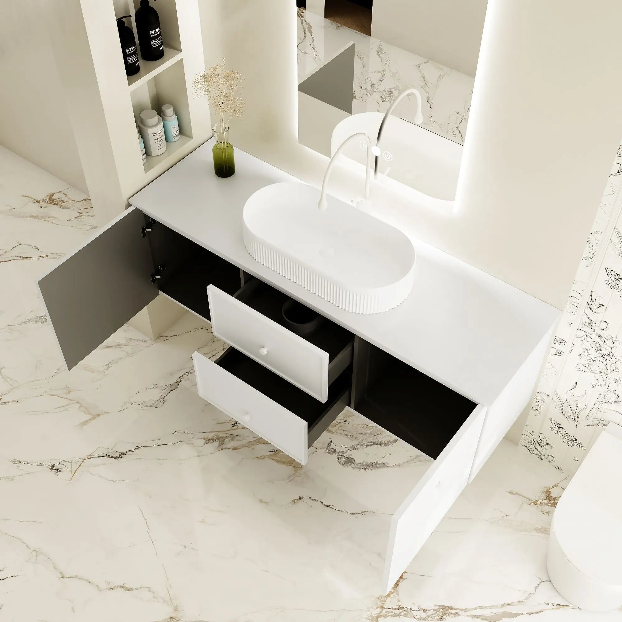 Seattle 1500mm Wall-Hung Cabinet - Matt White mercioaustralia