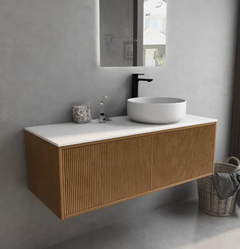 Bellevue PVC Wall Hung Vanity 1200mm (Single Bowl/Double Bowl) (Prime Oak) Poseidon
