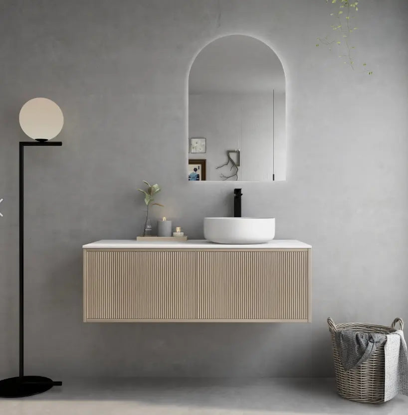 Bellevue PVC Wall Hung Vanity 1200mm (Single Bowl/Double Bowl) (Coastal Oak)-Clearance Poseidon