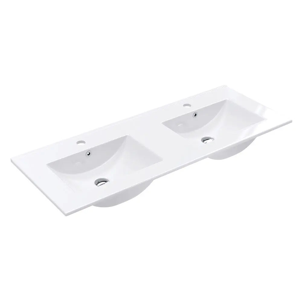 Dolce Full Depth Double Bowl Ceramic Basin Top 1200 fienza