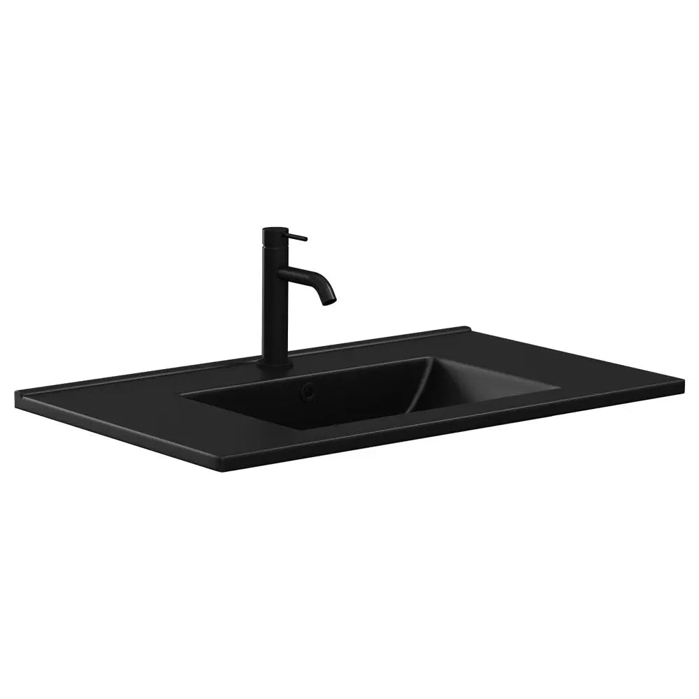 Dolce Matte Black Full Depth Ceramic Basin Top 750 fienza