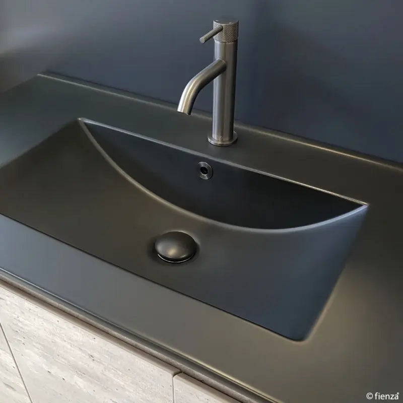 Dolce Matte Black Full Depth Ceramic Basin Top 750 fienza