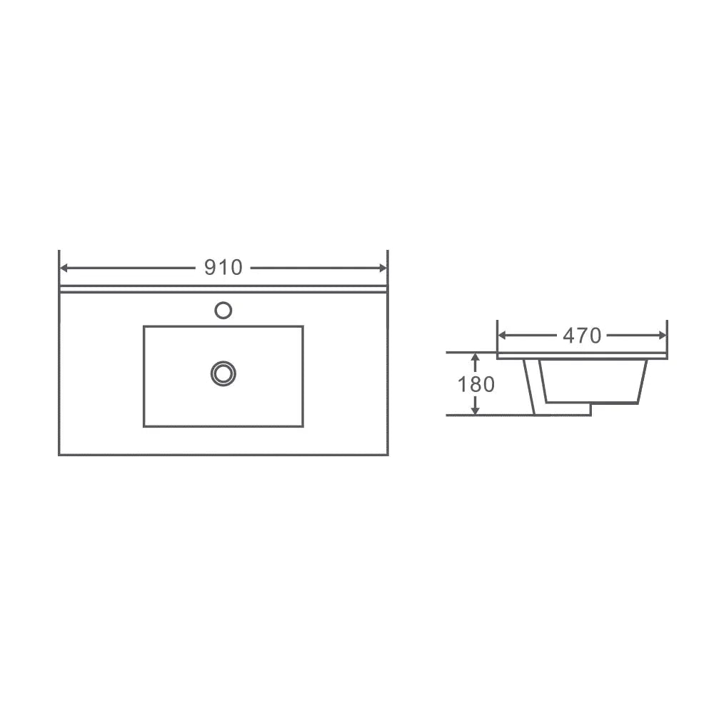 BIANCA 900mm MDF Wall-Hung Vanity (LHD) mercioaustralia