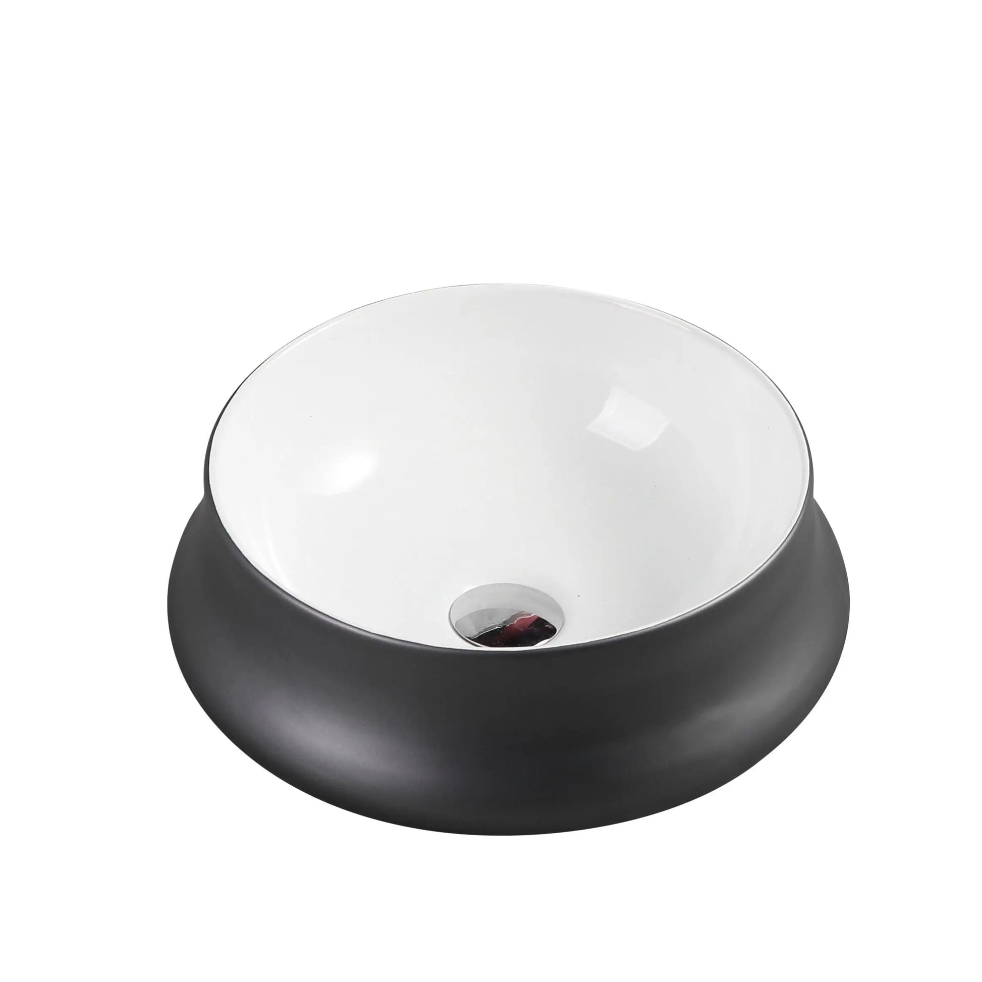 Trier 32 Counter-Top Round Basin - White with Gunmetal Finishing mercioaustralia