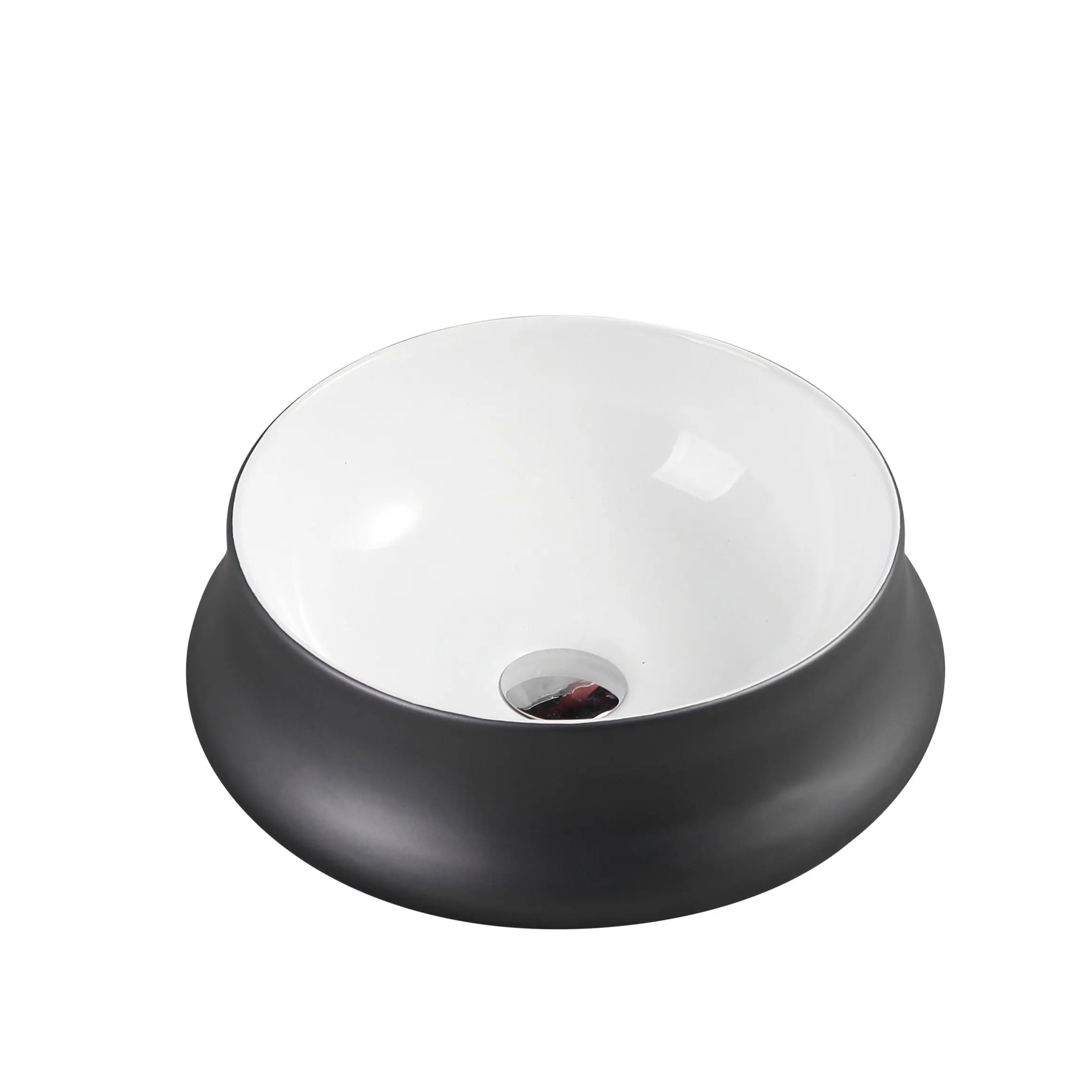 Trier 32 Counter-Top Round Basin - White with Gunmetal Finishing mercioaustralia