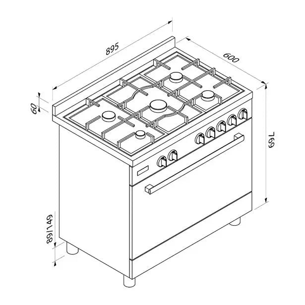BLAUPUNKT 90CM FREESTANDING OVEN (STAINLESS STEEL) Blaupunkt